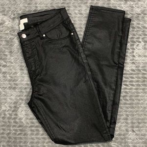 H&M Black Shiny Super Stretch Skinny Pants Jeggings Leggings Size 8
